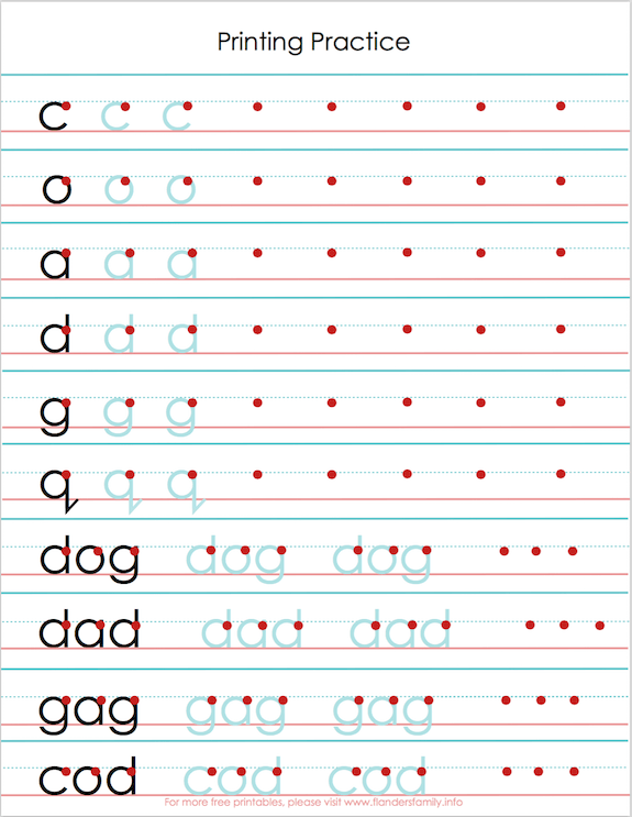 Free Handwriting Practice Sheets