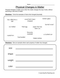 Physical And Chemical Changes Worksheet 5th Grade Pdf