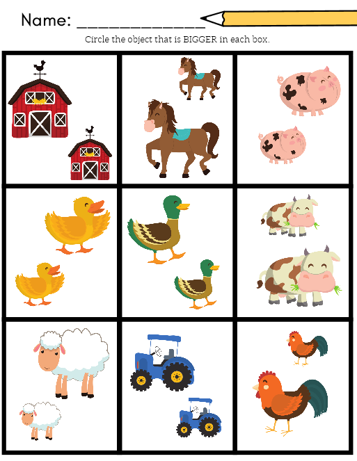 Big And Small Worksheet Clipart