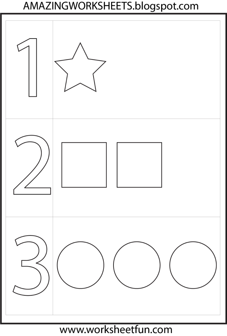 Worksheets For 3 Year Olds Numbers
