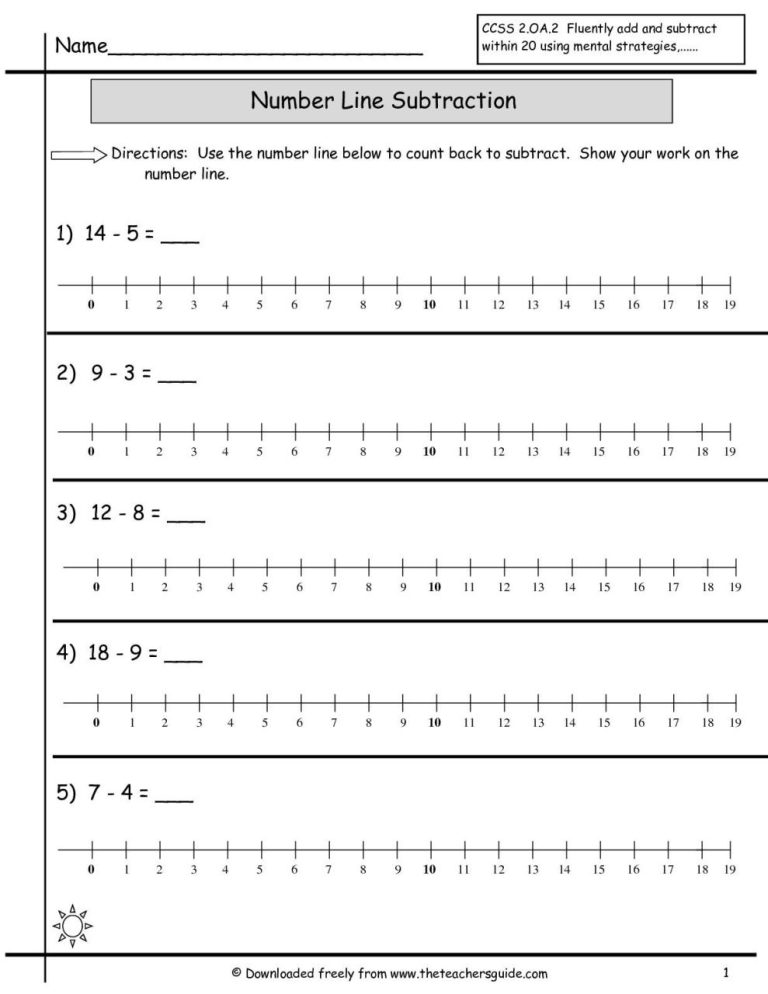 Number Line Worksheets For 3rd Grade