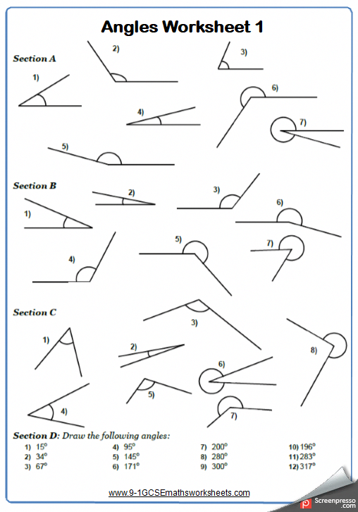 Measuring Angles Worksheet Answers