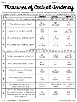 Measures Of Central Tendency Worksheet With Answers