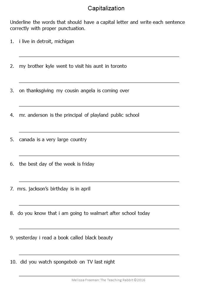 Capitalization Worksheets With Answer Key Pdf