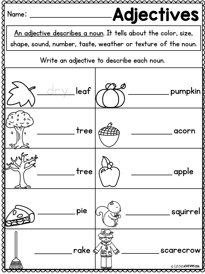 First Grade English Worksheets