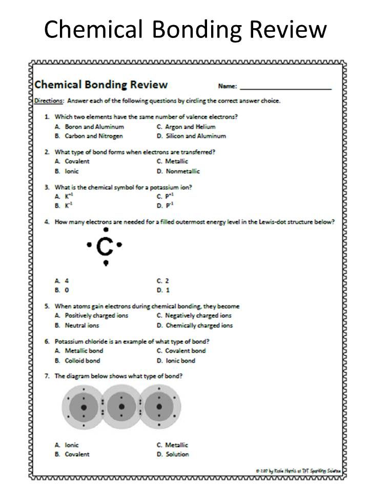 Covalent Bonding Worksheet Answer Key