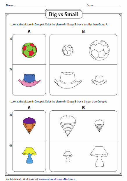 Big And Small Worksheets For Toddlers