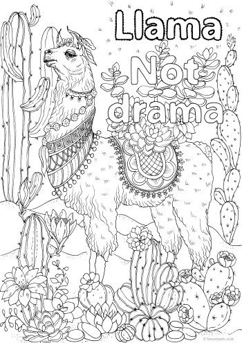 Llama Coloring Page For Kids