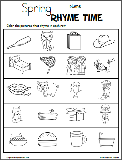 Rhyming Worksheets For Kindergarten