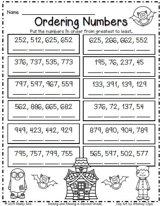 Ordering Numbers Worksheets For Grade 2