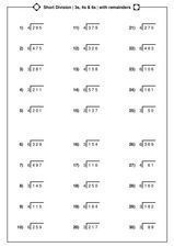 Short Division Worksheets Without Remainders