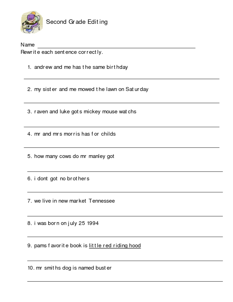 Sentence Correction Worksheets 6th Grade