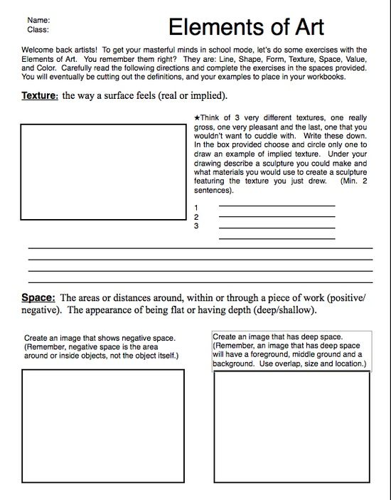 Elements Of Art Worksheet Answers