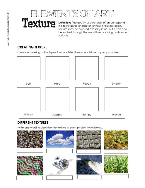 Elements Of Art Worksheet Texture