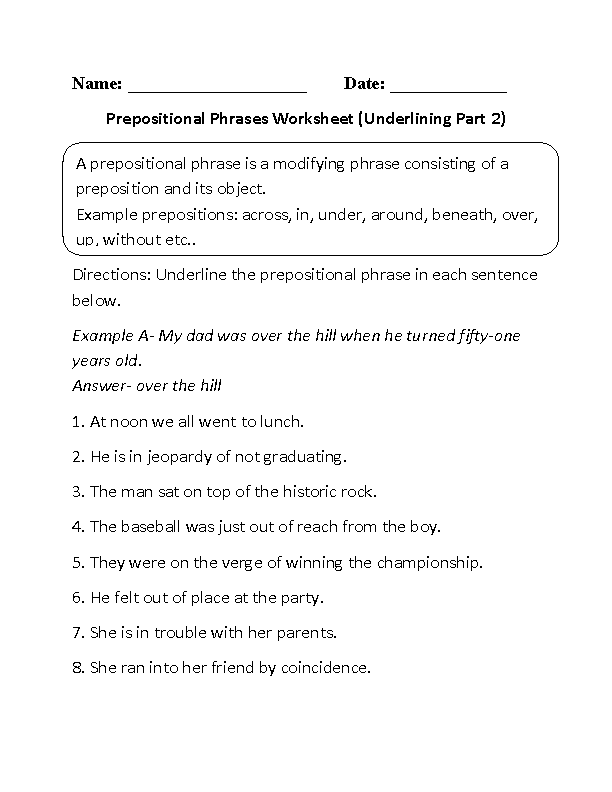 Verb Phrase Worksheet Grade 6