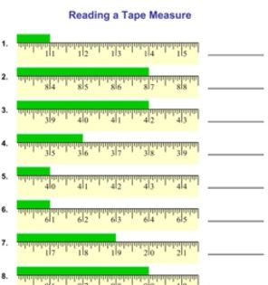 Reading A Tape Measure Worksheet