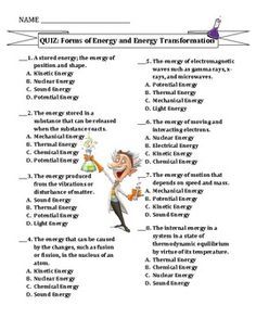 Energy Transformation Worksheet Free