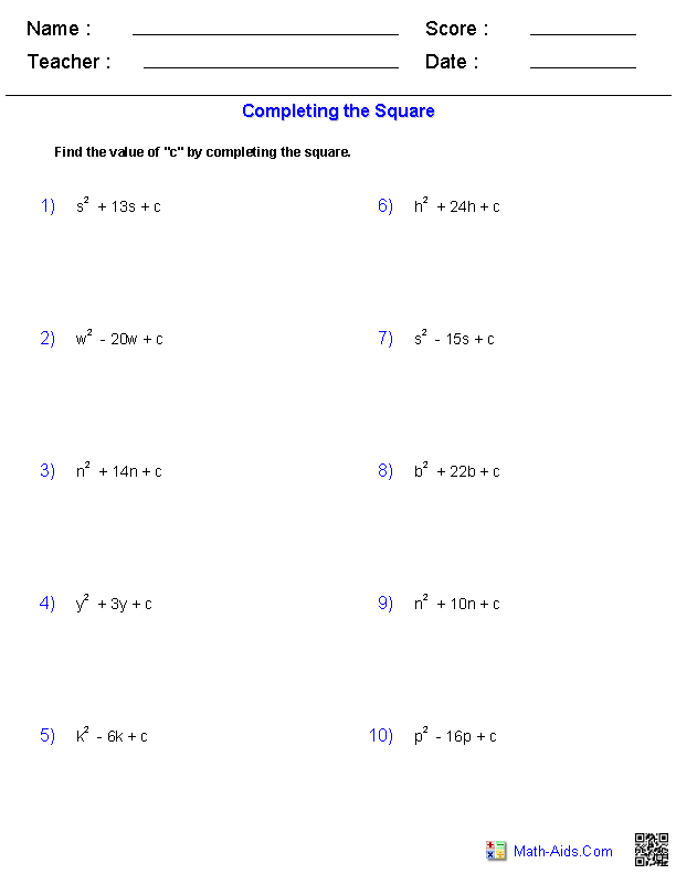 Algebra 1 Worksheets With Answers
