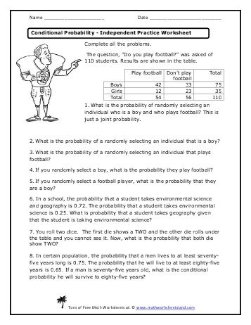 Conditional Probability Worksheet Pdf