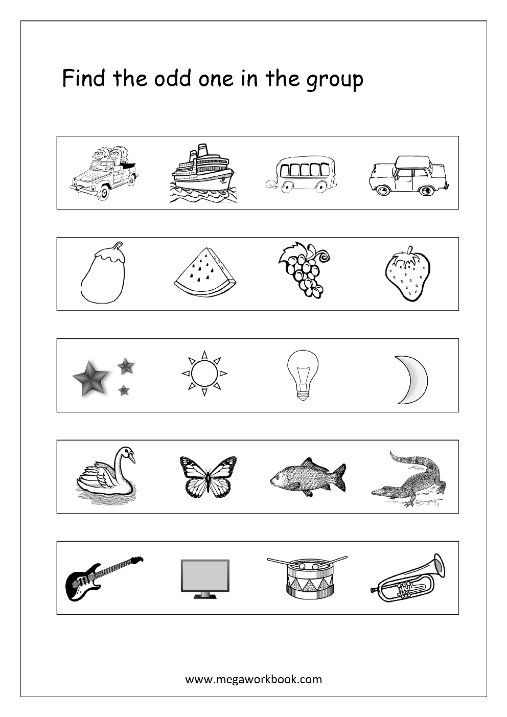 Odd One Out Worksheet