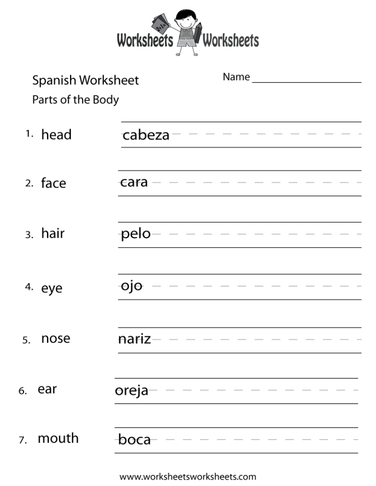 Spanish Worksheets Free