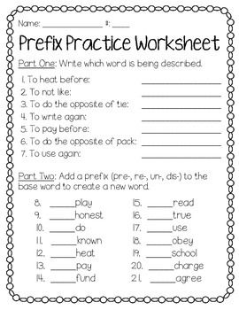 Prefixes Worksheets 2nd Grade