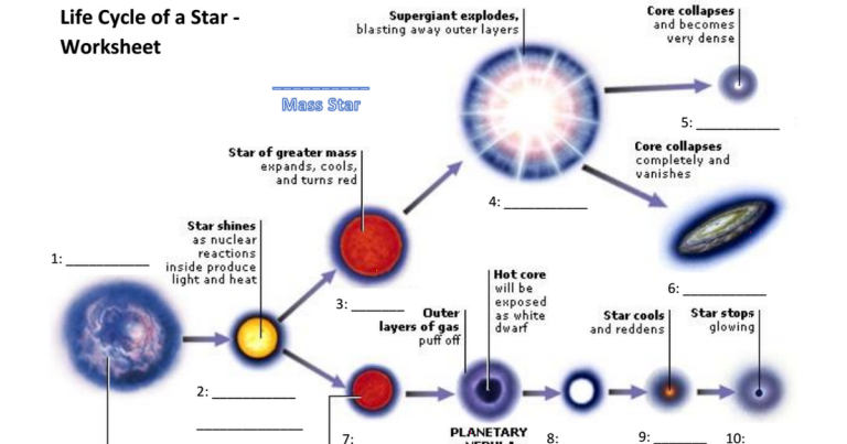 Life Cycle Of A Star Worksheet Free