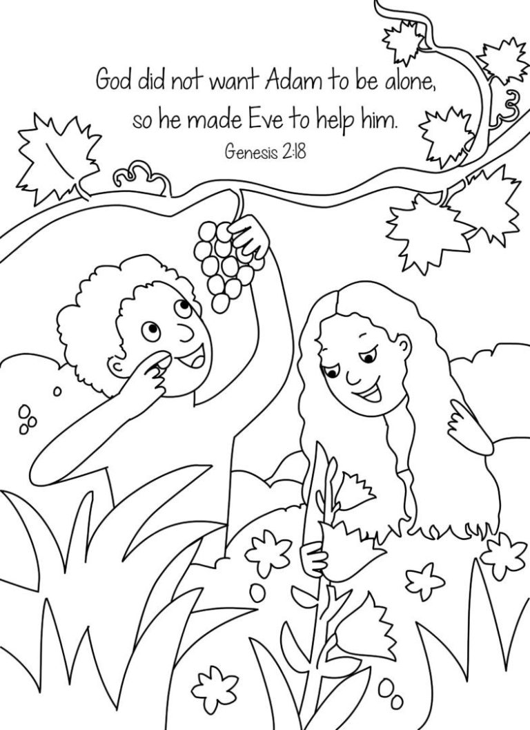 Adam And Eve Family Coloring Page