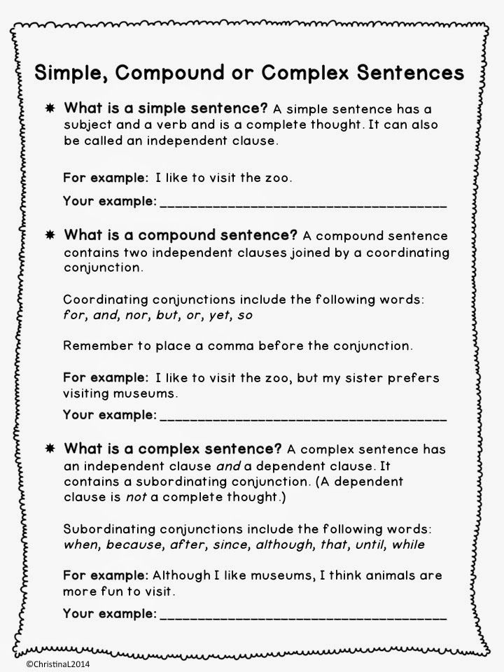 5th Grade Compound Complex Sentences Worksheet
