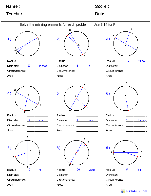Equation Of A Circle Worksheet Geometry