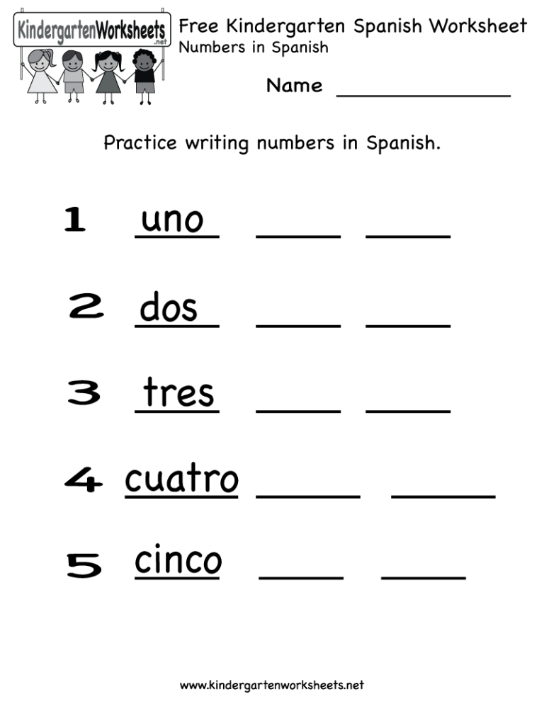 Spanish Worksheets For Kids Pdf