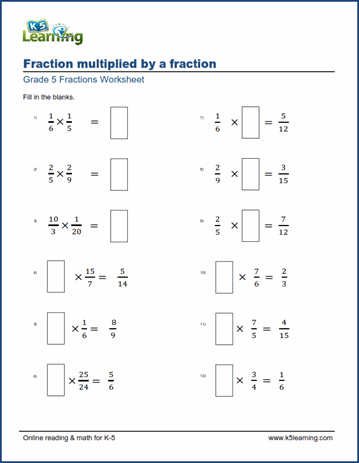 Math Worksheets Grade 5 Fractions