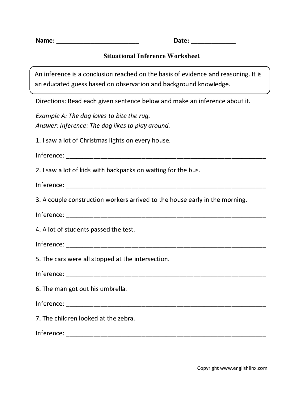 Making Inferences Worksheets