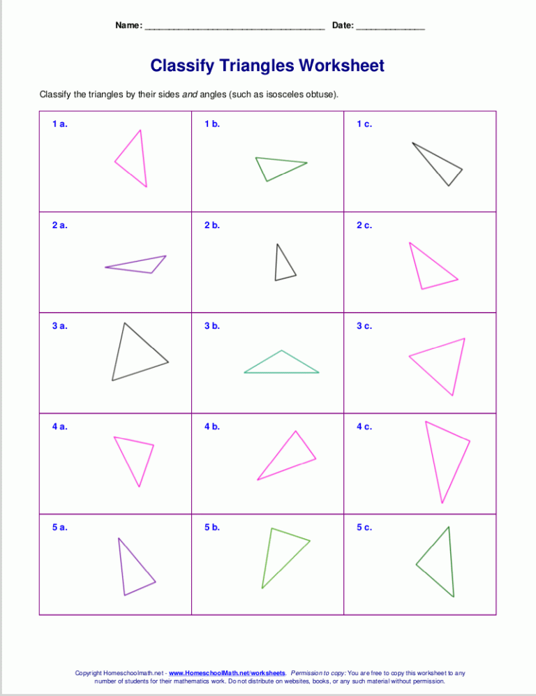 Classifying Triangles Worksheet Pdf