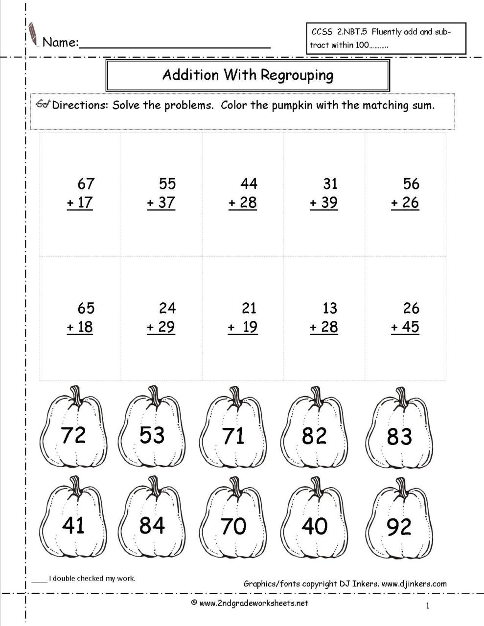 Double Digit Addition With Regrouping