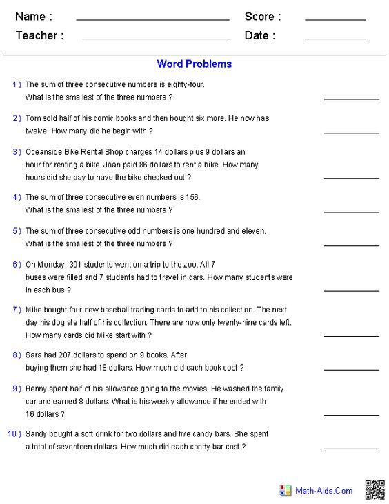 Writing Linear Equations Worksheet Word Problems