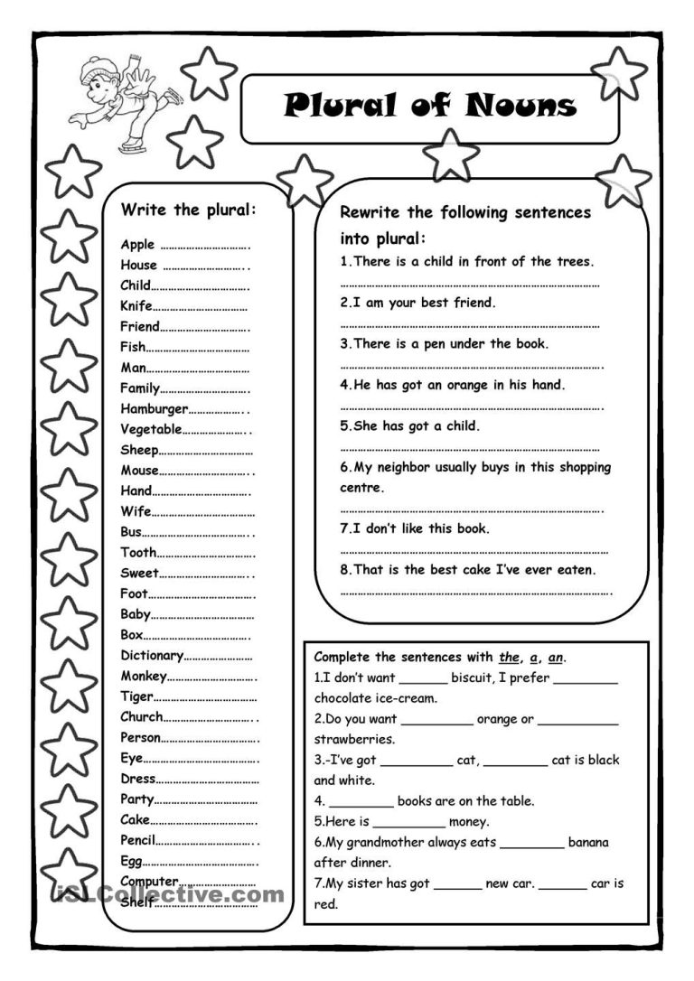 Irregular Plural Nouns Worksheet Printable