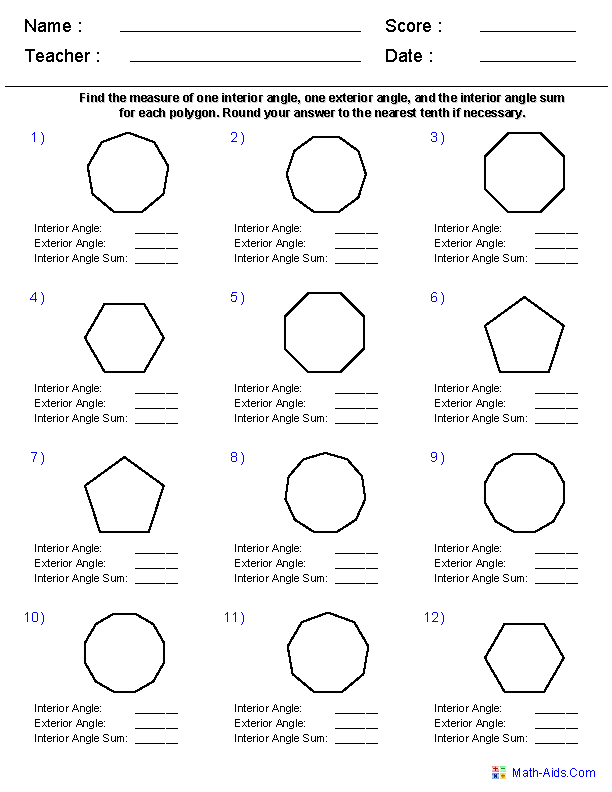 Polygons Worksheet Grade 8