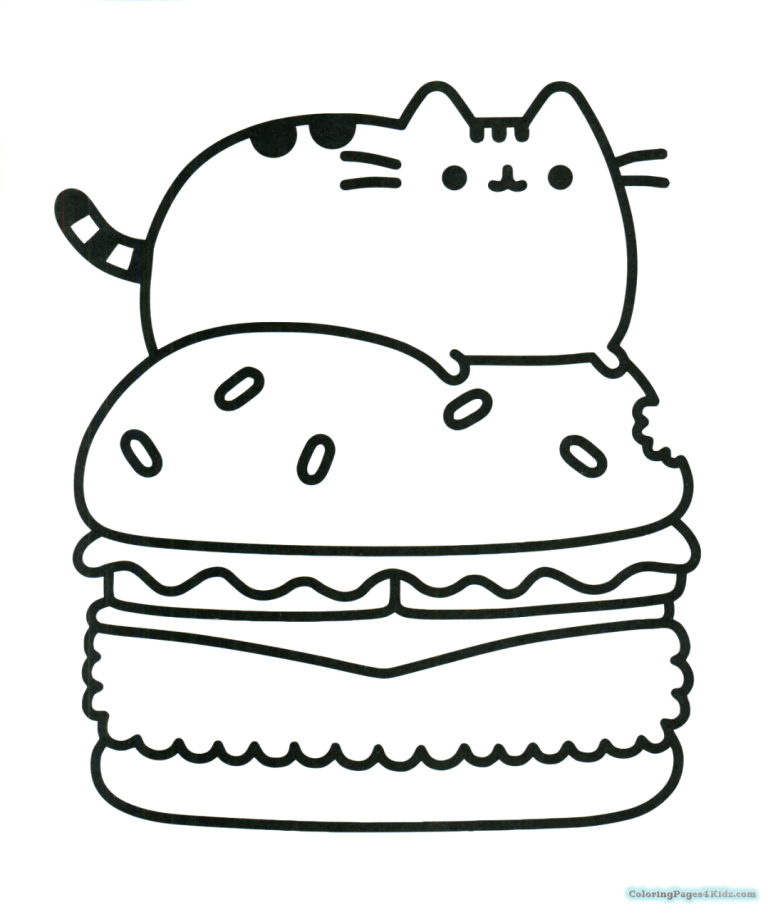 Pusheen Coloring Pages Food