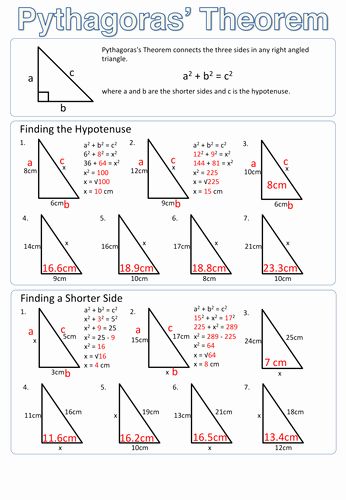 Pythagoras Worksheet With Answers