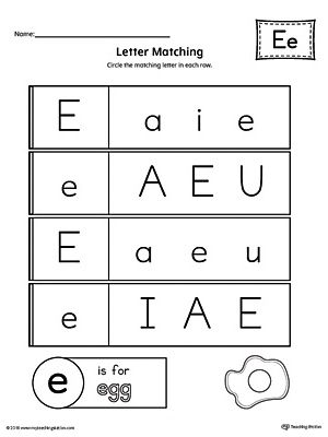 Kindergarten Alphabet Worksheets E
