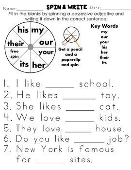 Possessive Adjectives Worksheet With Answers