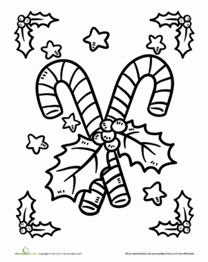 Cute Candy Cane Coloring Pages