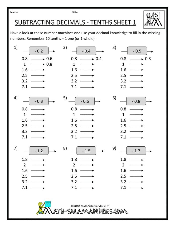 Fifth Grade Math Worksheets