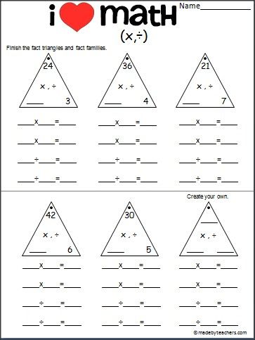 Fact Family Worksheets Examples