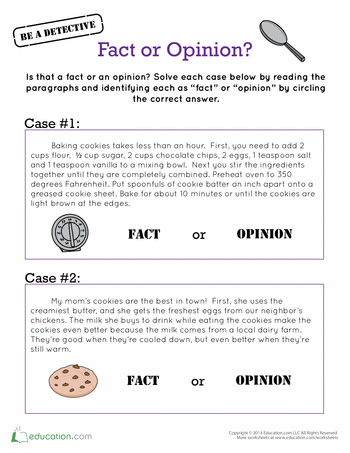 Fact And Opinion Worksheets Answers