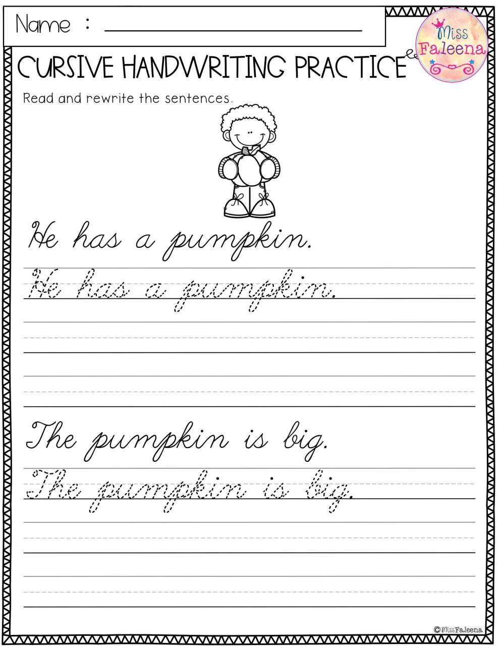 Free Handwriting Worksheets For 3rd Grade