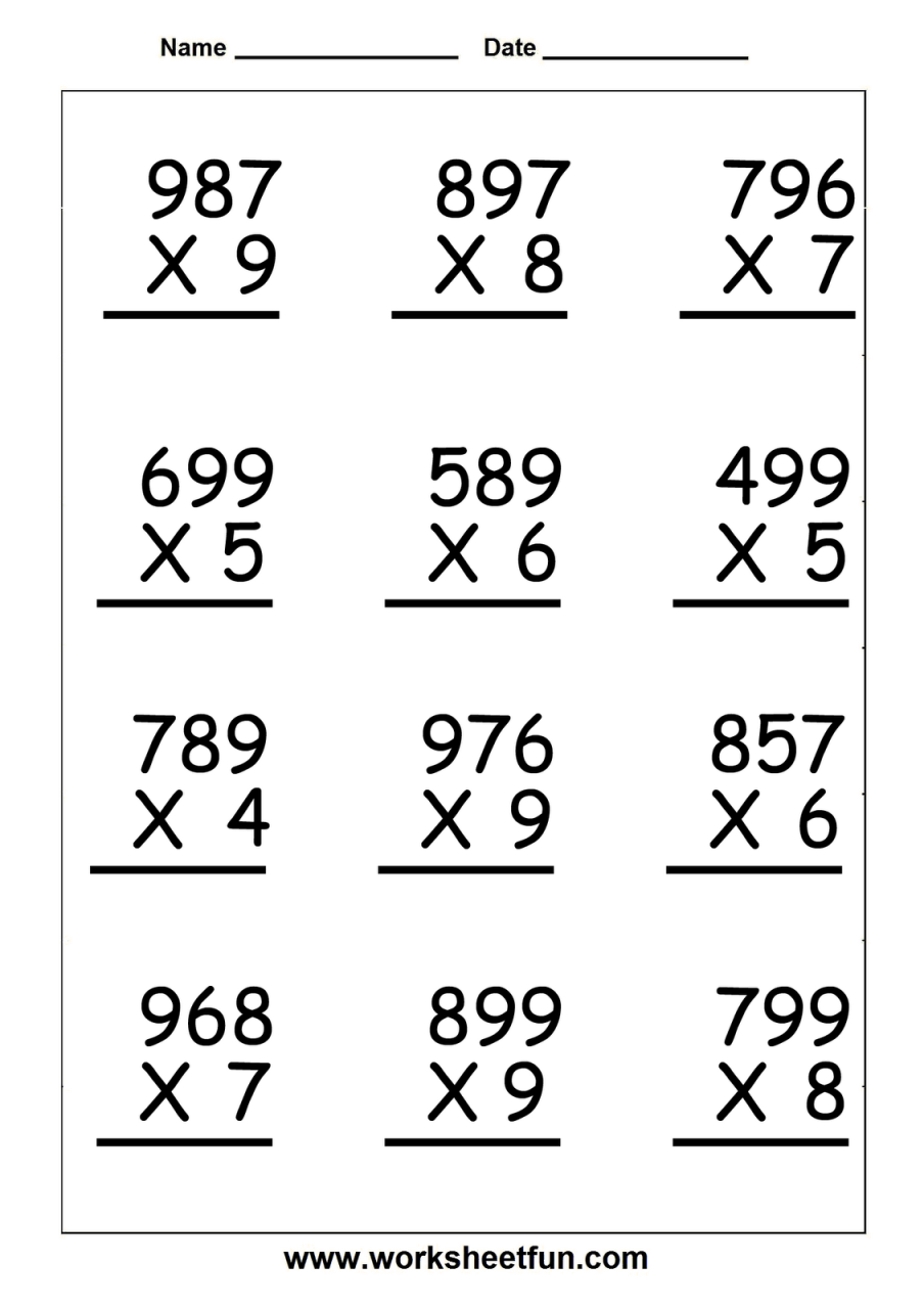 5th Grade Worksheets Multiplication