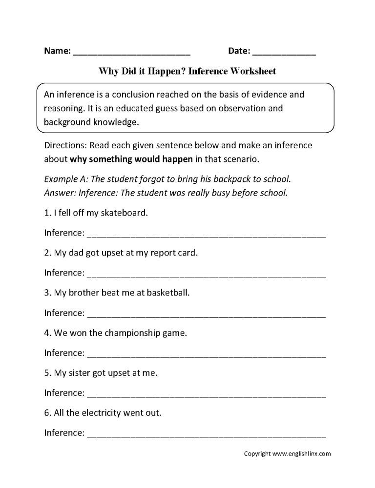 Inference Worksheets Pdf 7th Grade