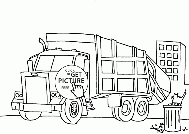 Realistic Garbage Truck Coloring Page